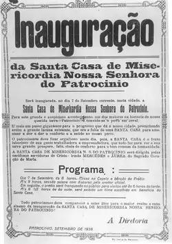 Documento de inauguração do Hospital